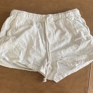 White linen shorts